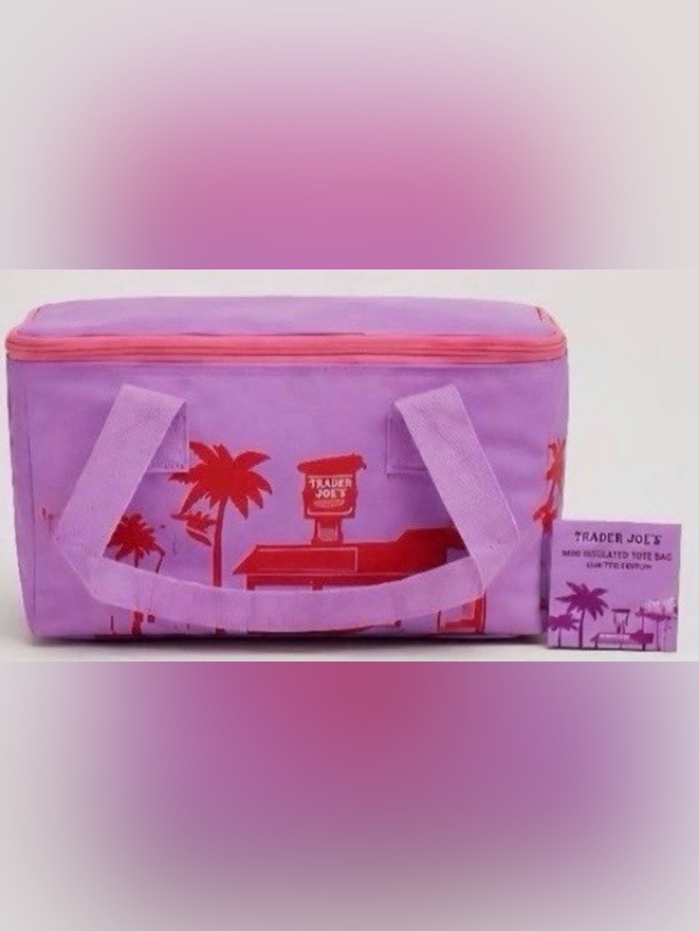 Trader Joe's Lavender & Pink Insulated Mini Lunch Tote